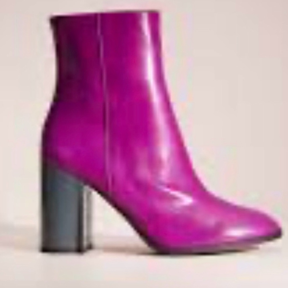 Coach Leather Brielle Women's Magenta Leather Block Heel Boots - Picture 2 of 5